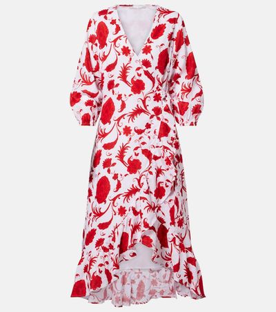 Heidi Klein Heidi Klein Evia floral ruffled linen wrap dress