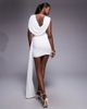 Heiress Beverly Hills Heiress Beverly Hills deep cowl neck drape wrap detail mini dress in white - 3