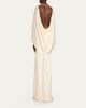 Heirlome Anna Draped Capelet Backless Silk Maxi Dress - 3