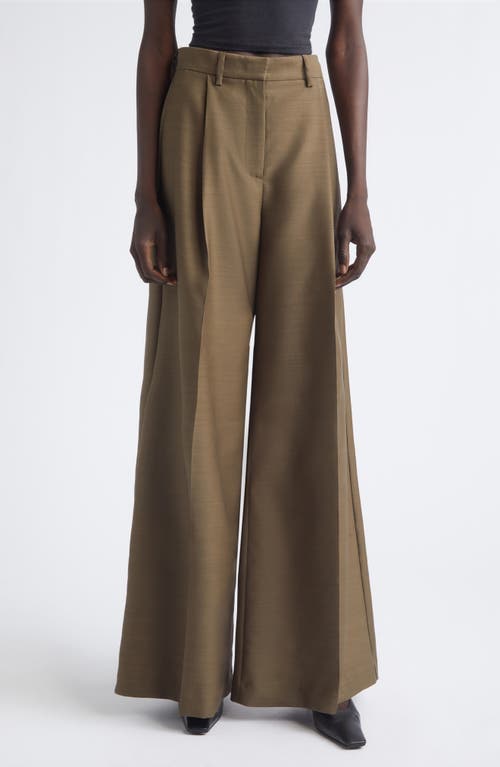 HEIRLOME HEIRLOME Laurence Pleated Wool & Silk Wide Leg Trousers