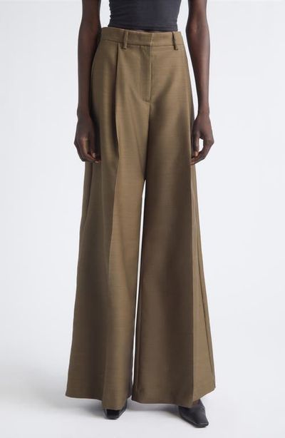 HEIRLOME HEIRLOME Laurence Pleated Wool & Silk Wide Leg Trousers
