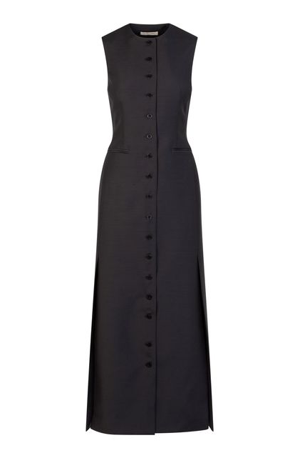 open lace back dress [SINOON] Wool-Blend Pleated Knit Dress (Navy) main image 0