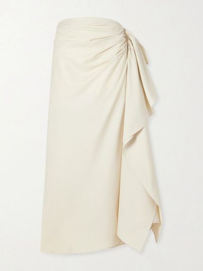 HEIRLOME Liliana gathered silk-twill midi skirt