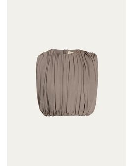 Heirlome Penny Shirred Silk Double-Georgette Bubble Crop Top