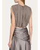 Heirlome Penny Shirred Silk Double-Georgette Bubble Crop Top - 3