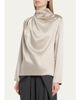 Heirlome Sybil Draped Silk Long-Sleeve Top - 4