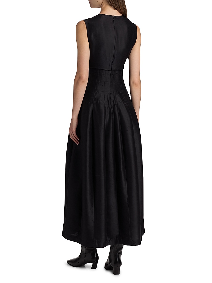 Heirlome - Women's Estefania Shantung Silk Fit & Flare Midi-Dress