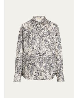 Heirlome x Angelica Morales Gomez Printed Silk Twill Oversized Button-Down Shirt