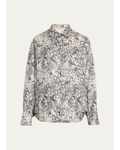 Heirlome x Angelica Morales Gomez Printed Silk Twill Oversized Button-Down Shirt