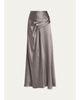 Heirlome Yvonne Pleat Draped Crepe Back Satin Maxi Skirt - 1