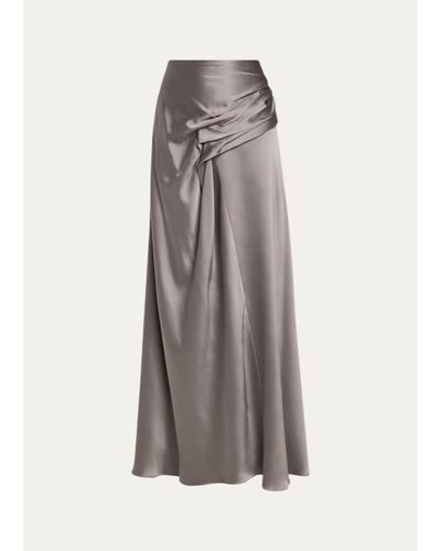 Heirlome Yvonne Pleat Draped Crepe Back Satin Maxi Skirt