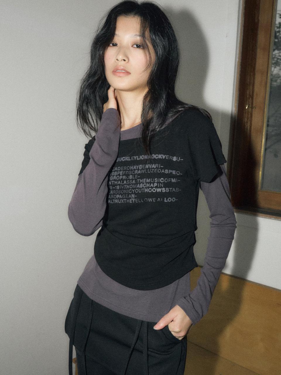 HELENE PARIS Fifty Layered Long Sleeve Top [Gray]