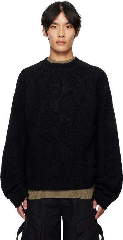 HELIOT EMIL HELIOT EMIL Black Cropped Spiral Knit Sweater