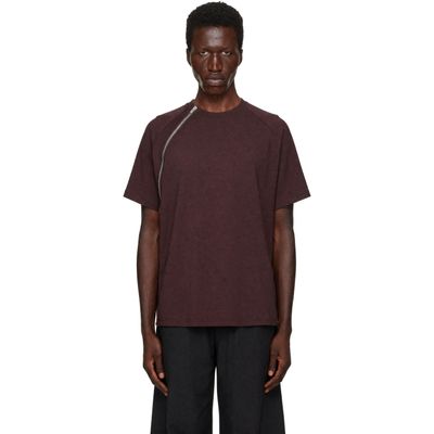 HELIOT EMIL HELIOT EMIL Burgundy Sequence Zip T-shirt
