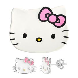 Hello Kitty Hello Kitty 925 Sterling Silver Enamel Stud Earrings & Mini Trinket Tray