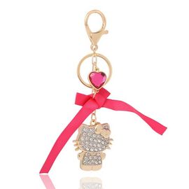 Hello Kitty Hello Kitty Crystal Charm Keychain with Bow and Heart Accent