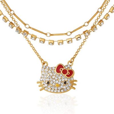 Hello Kitty Hello Kitty Double Chain Necklace with Crystal Embellished Charm