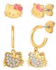 Hello Kitty Hello Kitty Earring Set, 2-Pair, Gold-Tone Studs & Pavé Dangle Hoops - 1