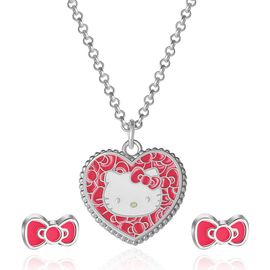 Hello Kitty Hello Kitty Fashion Jewelry Set, Bow Earrings & Pendant Necklace, 16" + 3"