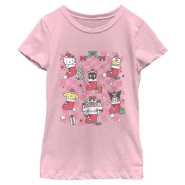 Hello Kitty Hello Kitty Girls' Christmas Stockings and Friends Short Sleeve Graphic T-Shirt