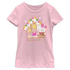 Hello Kitty Hello Kitty Girls' Gingerbread House and Kitty Graphic Short Sleeve T-Shirt