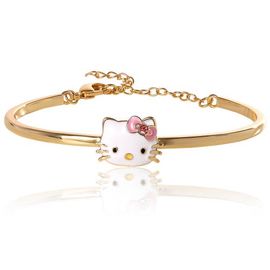 Hello Kitty Hello Kitty Gold-Tone Enamel Bangle Bracelet 