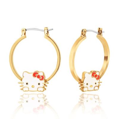 Hello Kitty Hello Kitty Gold Flash Plated Hoop Earrings 
