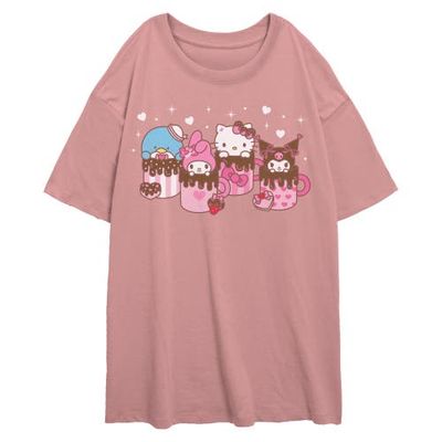 Hello Kitty Hello Kitty Junior's Lovely Mug Friends Short Sleeve Oversized T-Shirt