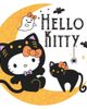 Hello Kitty Hello Kitty Men's Halloween Black Cat and Moon Short Sleeve Graphic T-Shirt - 2