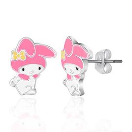 Hello Kitty Hello Kitty My Melody Flash Plated Enamel and Cyrstal Stud Earrings