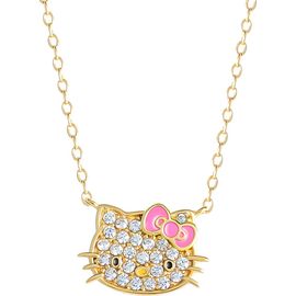 Hello Kitty Hello Kitty Necklace for Women 18" Official License, Cubic Zirconia Pendant