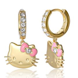 Hello Kitty Hello Kitty Pave Charm Hoop Earrings