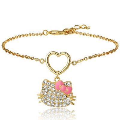 Hello Kitty Hello Kitty Pave Heart Charm Bracelet