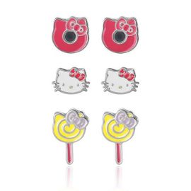 Hello Kitty Hello Kitty Set of 3 Earrings with Stud & Clip-On Styles