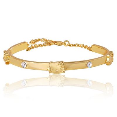 Hello Kitty Hello Kitty Station Bracelet, Gold-Tone, Crystal Accents