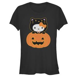 Hello Kitty Juniors Hello Kitty Halloween Pumpkin and Kitty T Shirt
