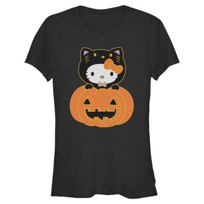 Hello Kitty Juniors Hello Kitty Halloween Pumpkin and Kitty T Shirt