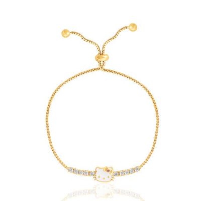 Hello Kitty SALLY ROSE 925 YG PLT CZ HELLO KITTY LARIAT BRACELET