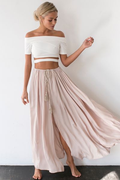 Hello Molly Against The Tides Maxi Skirt Beige