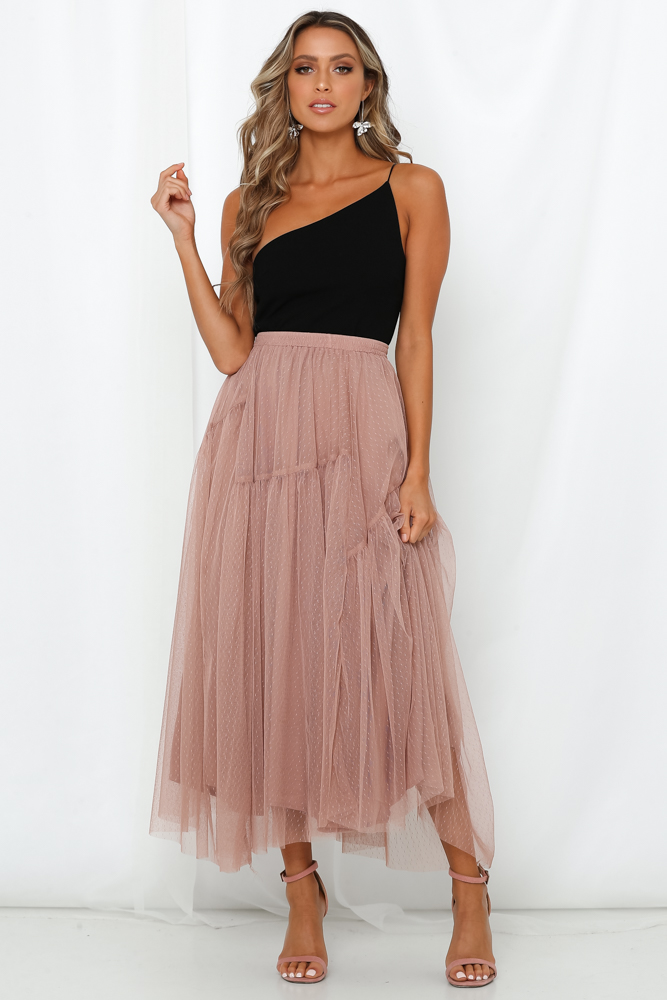 Hello Molly Another Fairytale Midi Skirt Dark Blush