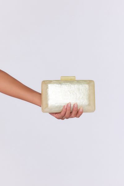 Hello Molly Chic Radiant Marble Effect Clutch Gold