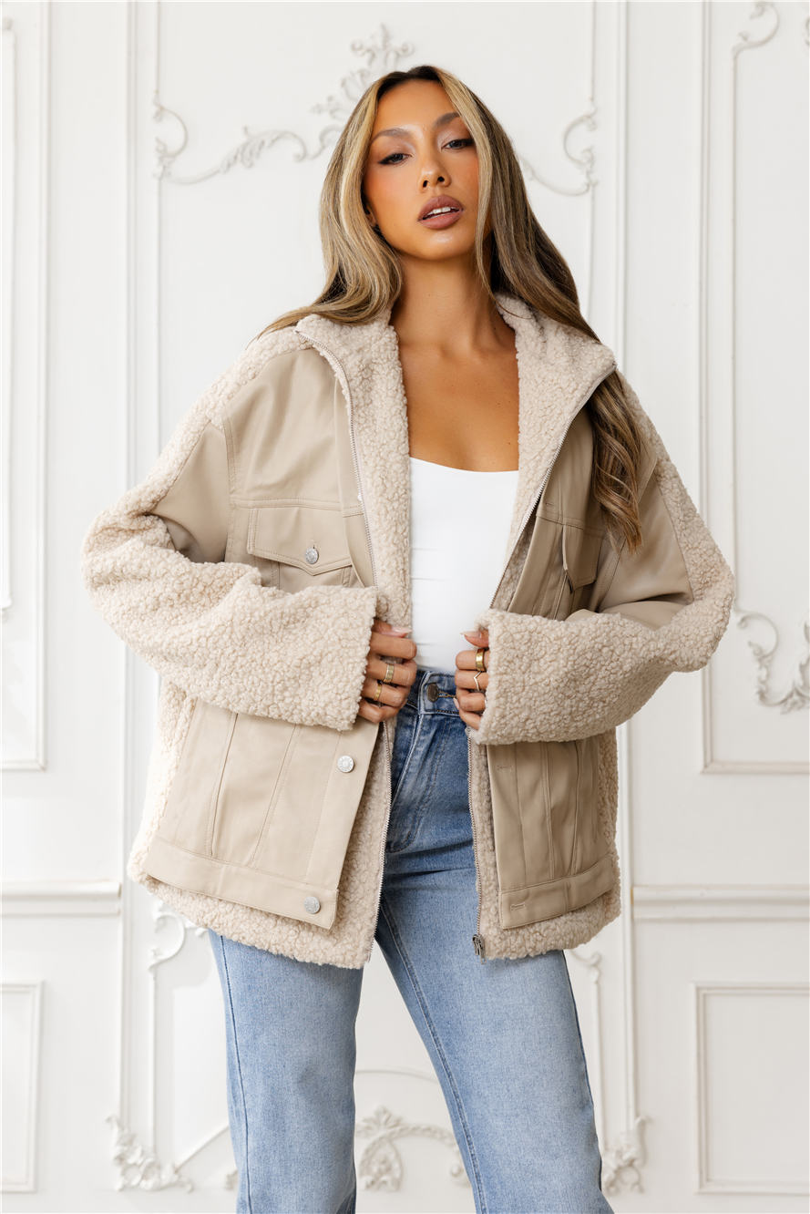 Hello Molly Cool Girl Cosy Jacket Taupe