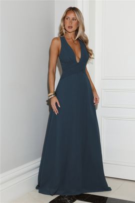 Hello Molly Crush Energy Halter Maxi Dress Deep Teal