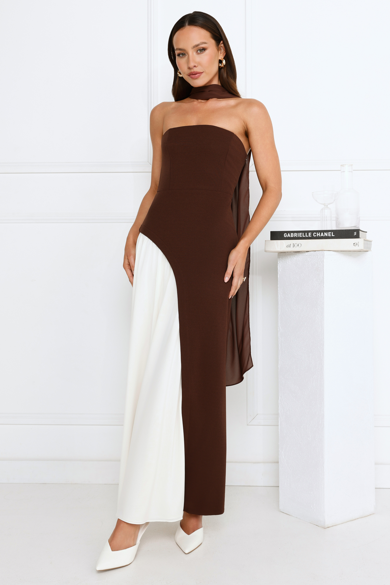 Hello Molly Darling Society Strapless Maxi Dress Brown
