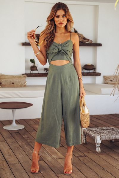 Hello Molly Ducking And Diving Jumpsuit Khaki