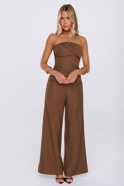 Hello Molly Effort Wins Linen Blend Set Brown