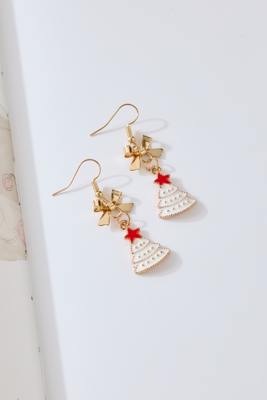 Hello Molly Frosted Christmas Tree Earrings Gold
