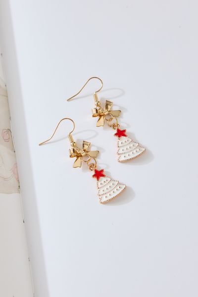 Hello Molly Frosted Christmas Tree Earrings Gold