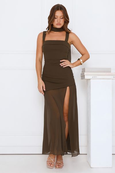 Hello Molly Glow To Go Maxi Dress Olive