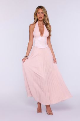 Hello Molly Good Things Ahead Halter Maxi Dress Light Pink